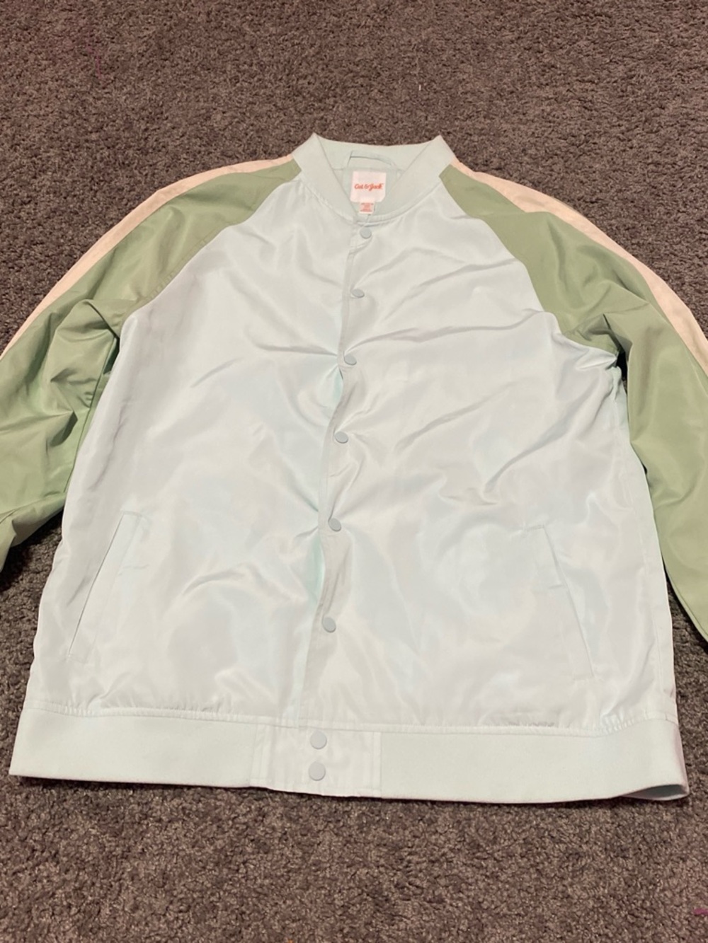 Cat & Jack Mint and Pale Pink Trim Bomber Jacket